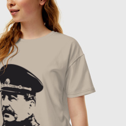 Женская футболка хлопок Oversize Сталин в фуражке - фото 2