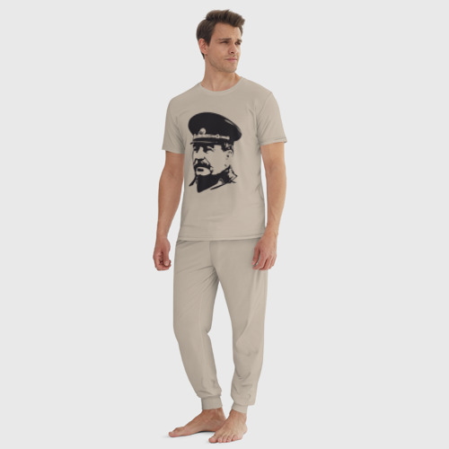 Мужская пижама хлопок Сталин в фуражке, цвет миндальный - фото 5