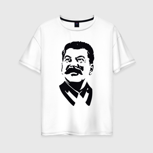 Женская футболка хлопок Oversize с принтом Образ Сталина, вид спереди #2