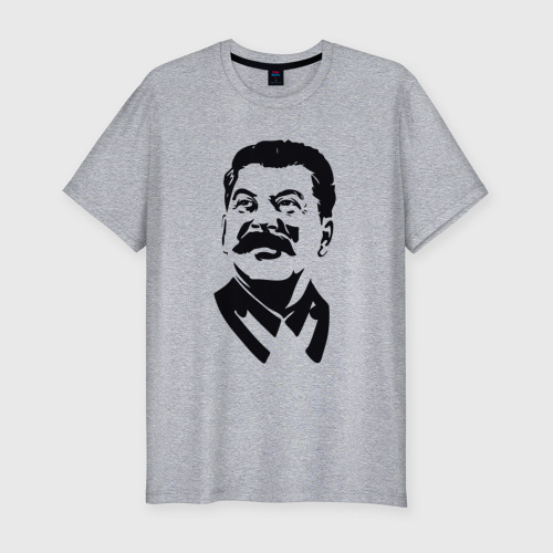 Мужская футболка хлопок Slim с принтом Образ Сталина, вид спереди #2