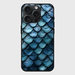Чехол силиконовый для Apple iPhone 15 Pro Мax матовый Шкура голубого дракона