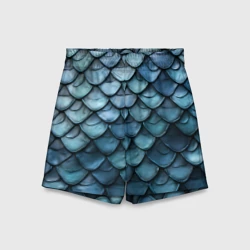 Детские спортивные шорты 3D Шкура голубого дракона