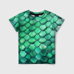 Детская футболка 3D Шкура зеленого дракона