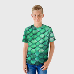 Детская футболка 3D Шкура зеленого дракона - фото 2