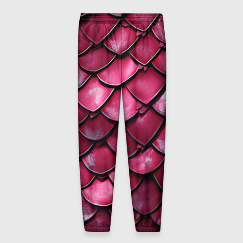 Мужские брюки 3D с принтом Чешуя дракона красного, вид сзади #1