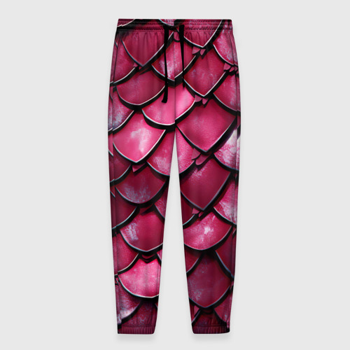 Мужские брюки 3D с принтом Чешуя дракона красного, вид спереди #2