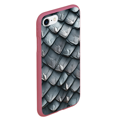 Чехол для iPhone 7/8 матовый с принтом Шкура серебряного дракона, вид сбоку #3