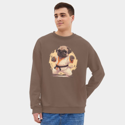 Мужской свитшот oversize без начеса хлопок Карате мопс - фото 2