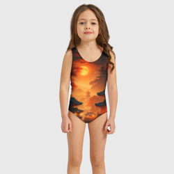 Детский купальник 3D Мрачная япония - пейзаж