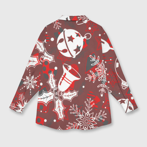 Мужская рубашка oversize 3D с принтом Рождественские узоры паттерны, вид сзади #1