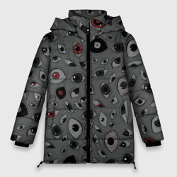Женская зимняя куртка Oversize Серый цвет: глазики-косоглазики