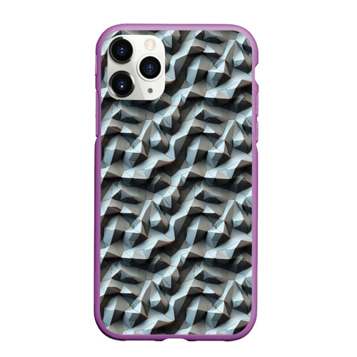 Чехол для iPhone 11 Pro Max матовый Белые камни, цвет фиолетовый