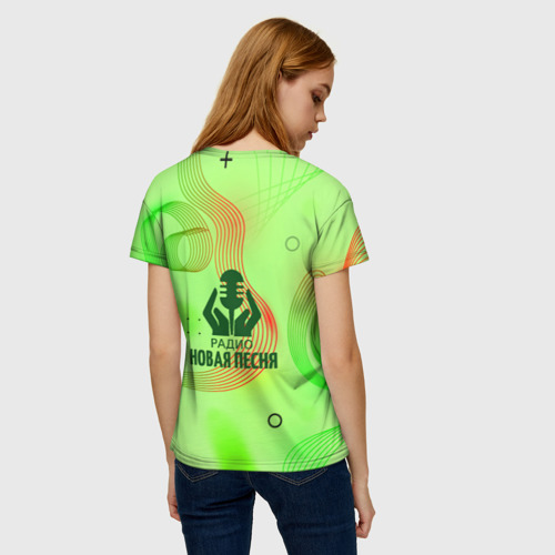 Женская футболка 3D с принтом Радио Новая Песня с молнией, вид сзади #2