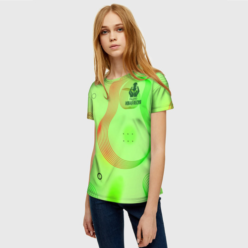 Женская футболка 3D с принтом Радио Новая Песня с молнией, фото на моделе #1