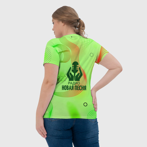 Женская футболка 3D с принтом Радио Новая Песня с молнией, вид сзади #2