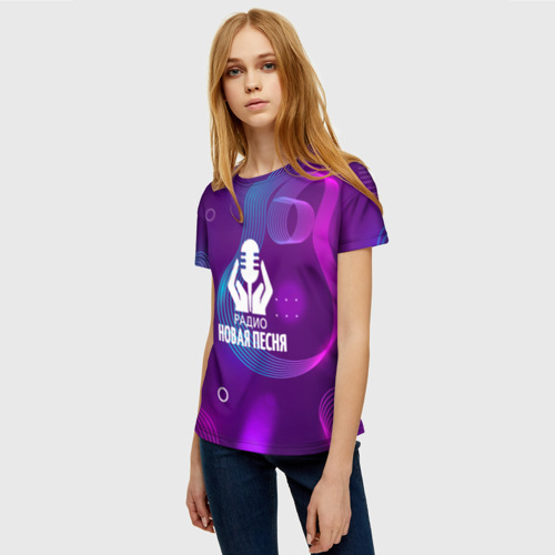 Женская футболка 3D с принтом Радио Новая Песня c молнией, фото на моделе #1