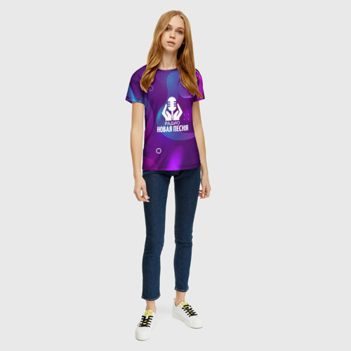 Женская футболка 3D с принтом Радио Новая Песня c молнией, вид сбоку #3