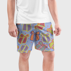 Мужские шорты спортивные Узор с яркими разноцветными бантами в горошек - фото 2