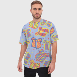 Мужская футболка oversize 3D Узор с яркими разноцветными бантами в горошек - фото 2