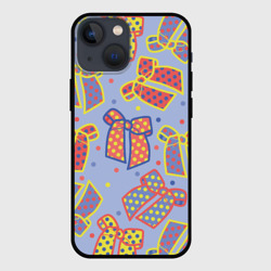 Чехол для iPhone 13 mini Узор с яркими разноцветными бантами в горошек