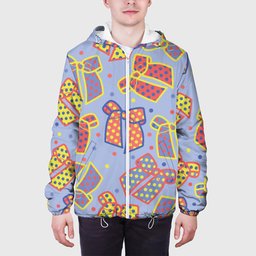 Мужская куртка 3D Узор с яркими разноцветными бантами в горошек, цвет 3D печать - фото 4