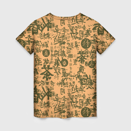 Женская футболка 3D с принтом Дракон и иероглифы, вид сзади #1