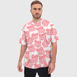 Мужская футболка oversize 3D Узор с розовыми бантами в горошек - фото 2