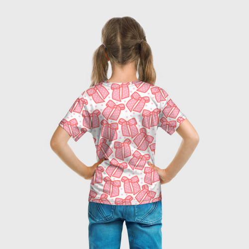 Детская футболка 3D Узор с розовыми бантами в горошек, цвет 3D печать - фото 6
