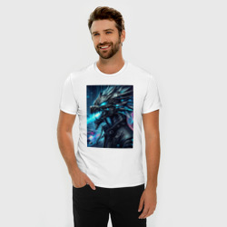 Мужская футболка хлопок Slim Морда кибер дракона - нейросеть - фото 2