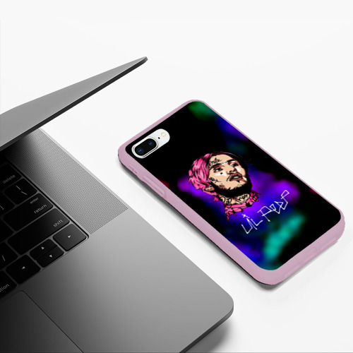 Чехол для iPhone 7Plus/8 Plus матовый Lil peep рэп неоновый градиент, цвет розовый - фото 5