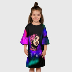 Детское платье 3D Lil peep рэп неоновый градиент - фото 2