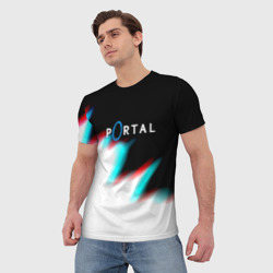 Мужская футболка 3D Portal game blink color - фото 2