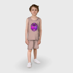 Детская пижама с шортами хлопок Фиолетовый кот-индеец с ловцом снов - фото 2