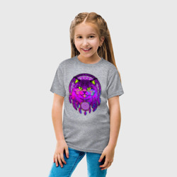 Детская футболка хлопок Фиолетовый кот-индеец с ловцом снов - фото 2