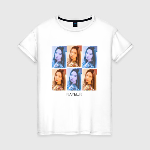 Женская футболка из хлопка с принтом Nayeon Twice Girl, вид спереди №1