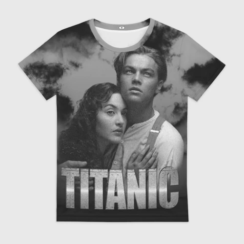 Женская футболка 3D с принтом Титаник из 90х, вид спереди #2