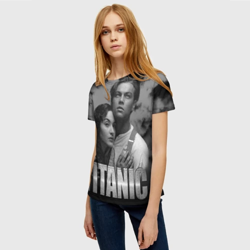 Женская футболка 3D с принтом Титаник из 90х, фото на моделе #1
