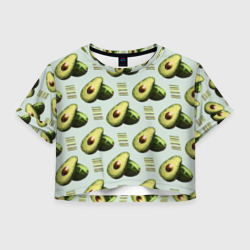 Женская футболка Crop-top 3D Авокадо и полосы 
