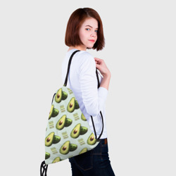 Рюкзак с принтом Авокадо и полосы для любого человека, вид спереди №4. Цвет основы: белый