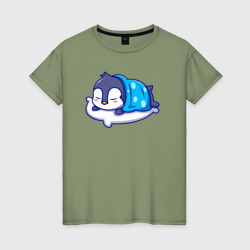 Женская футболка хлопок Спящий пингвин