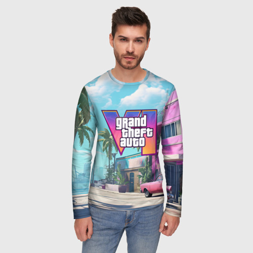 Мужской лонгслив 3D GTA 6 Vice city, цвет 3D печать - фото 3