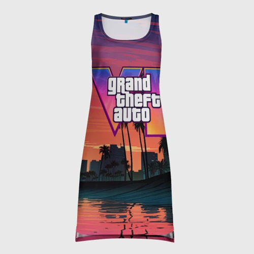 Платье-майка 3D GTA 6 лого на фоне заката 