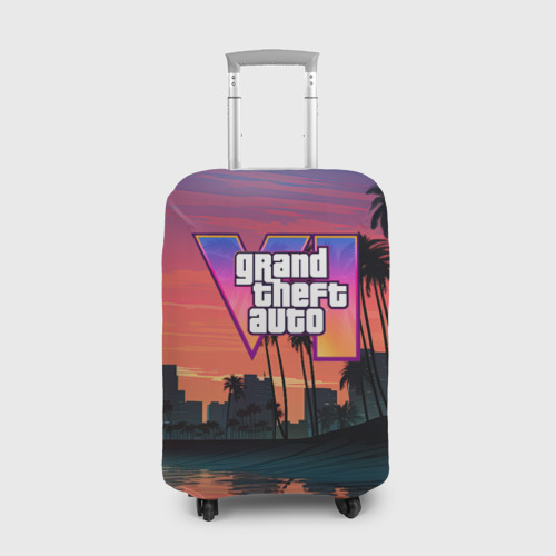 Чехол для чемодана 3D GTA 6 лого на фоне заката , цвет 3D печать