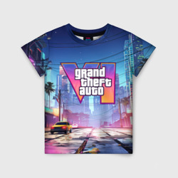 Детская футболка 3D GTA 6 неоновый город