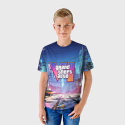 Детская футболка 3D GTA 6 неоновый город - фото 2