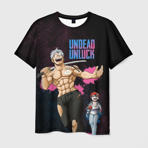 Мужская футболка с принтом Undead Unluck - Fuuko and Andy, вид спереди №1