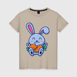 Кролик хрумает морковку – Женская футболка хлопок с принтом купить со скидкой в -20%