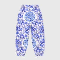 Женские джоггеры оверсайз 3D Новогодняя гжель: роспись узорами