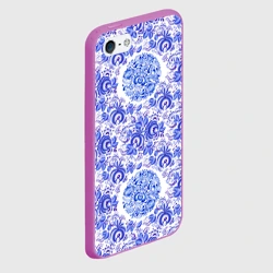 Чехол для iPhone 5/5S матовый Новогодняя гжель: роспись узорами - фото 2