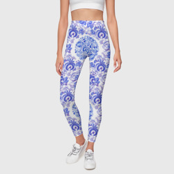 Леггинсы 3D Новогодняя гжель: роспись узорами - фото 2